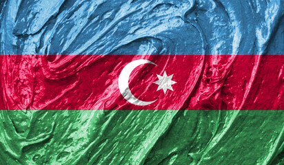Azerbaijan flag on watercolor texture. 3D image