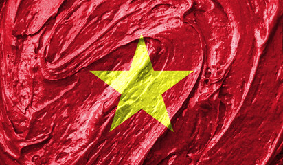 Vietnam flag on watercolor texture. 3D image