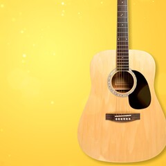 Guitar on background. Classic acoustic guitar concept. Perfect for flyer, card, poster or wallpaper