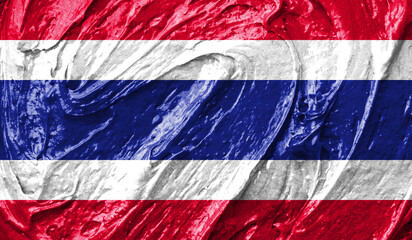 Thailand flag on watercolor texture. 3D image