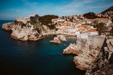 Fototapeta na wymiar Landscape photography of the old city of Dubrovnik on a suny day. Travel photography
