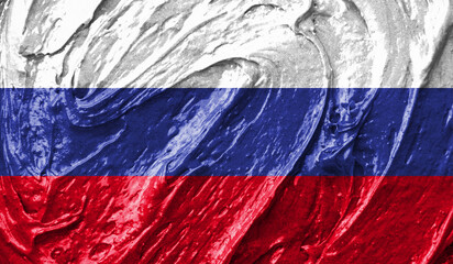 Russia flag on watercolor texture. 3D image
