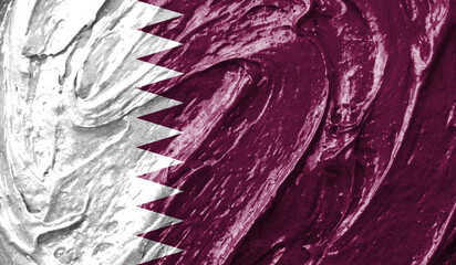 Qatar flag on watercolor texture. 3D image