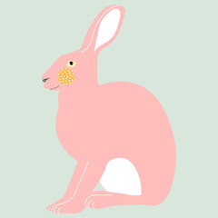 Vector illustration of a cute blue rabbit. Cartoon simple style