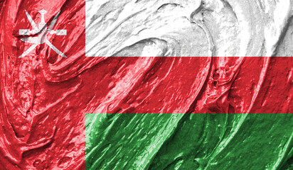 Oman flag on watercolor texture. 3D image