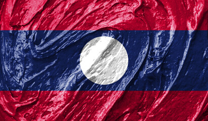 Laos flag on watercolor texture. 3D image
