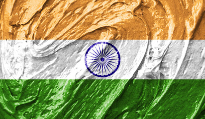 India flag on watercolor texture. 3D image