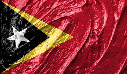 East Timor flag on watercolor texture. 3D image