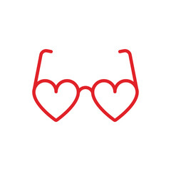 Heart Sunglasses Icon Silhouette, Flat Design.