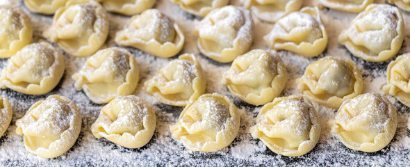 Fresh pasta tortellini.