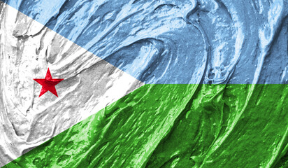 Djibouti flag on watercolor texture. 3D image