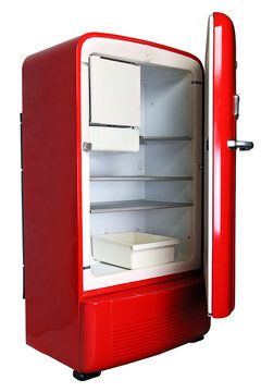 old red fridge