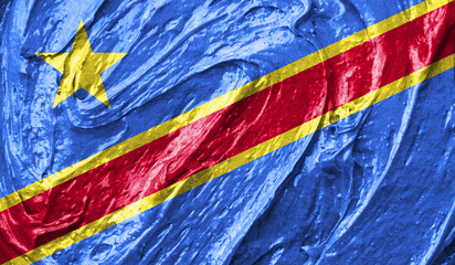 Democratic Republic of the Congo flag on watercolor texture. 3D image