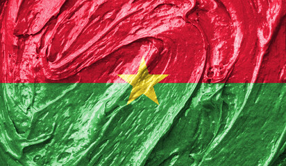 Burkina Faso flag on watercolor texture. 3D image