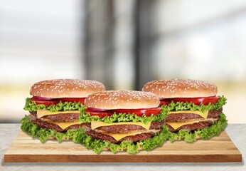 Three mini burgers kids meal concept