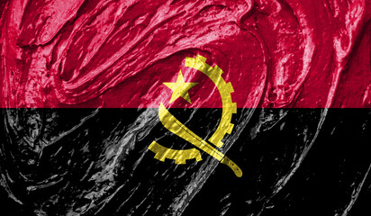 Angola flag on watercolor texture. 3D image