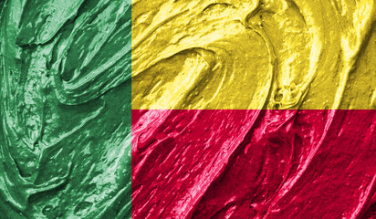 Benin flag on watercolor texture. 3D image