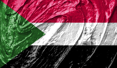 Sudan flag on watercolor texture. 3D image