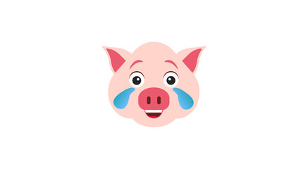 Illustration vector graphic of Laughing With Tears of Joy Pig. Perfect for website, landing page, banner, flyer, etc