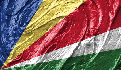 Seychelles flag on watercolor texture. 3D image