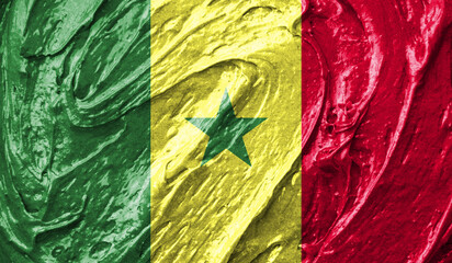 Senegal flag on watercolor texture. 3D image