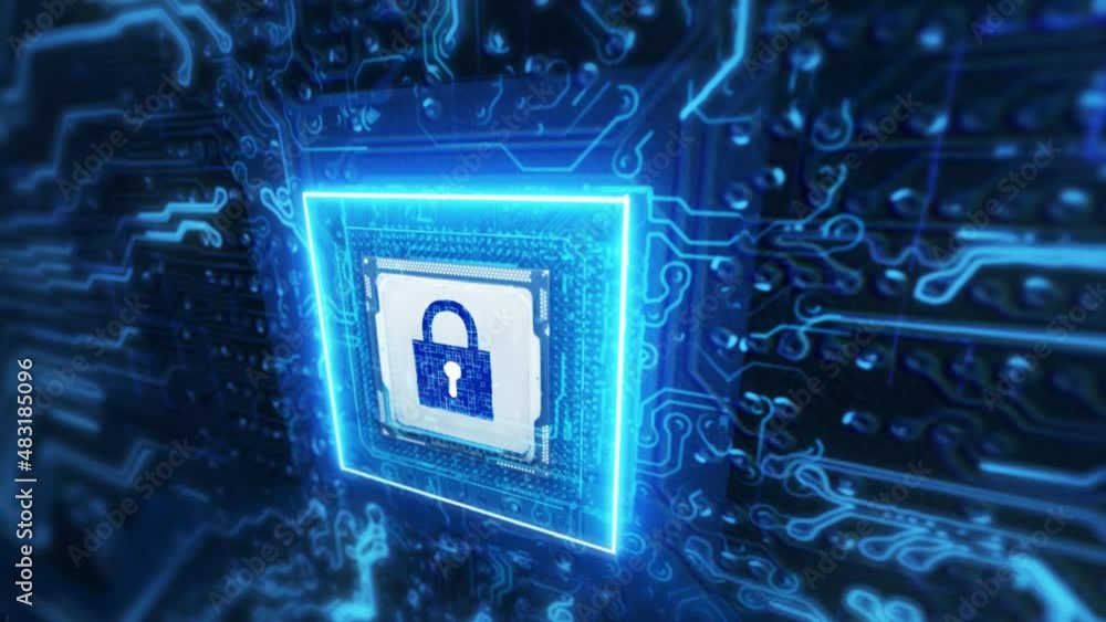 Poster security concept microprocessor with padlock