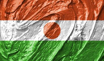 Niger flag on watercolor texture. 3D image
