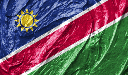 Namibia flag on watercolor texture. 3D image
