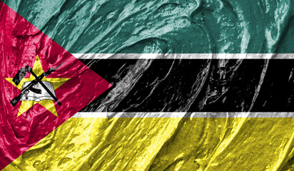 Mozambique flag on watercolor texture. 3D image