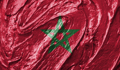 Morocco flag on watercolor texture. 3D image