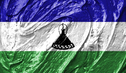 Lesotho flag on watercolor texture. 3D image