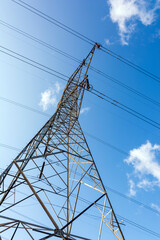 High voltage power lines on the mountain of penteli