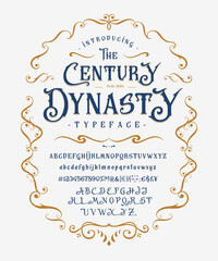 Font The Century Dynasty. Vintage label, logo. - obrazy, fototapety, plakaty