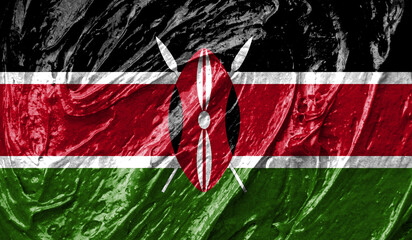 Kenya flag on watercolor texture. 3D image
