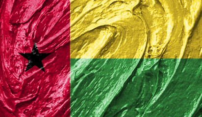 Guinea-Bissau flag on watercolor texture. 3D image