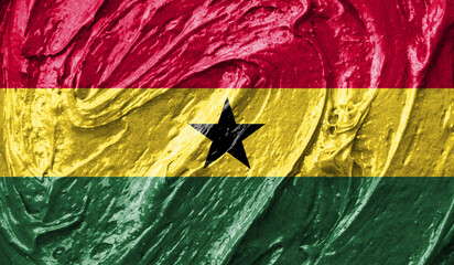 Ghana flag on watercolor texture. 3D image