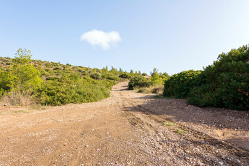 Country road at Penteli mountain at Attica, Greece