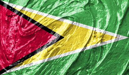 Guyana flag on watercolor texture. 3D image