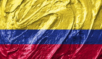 Colombia flag on watercolor texture. 3D image