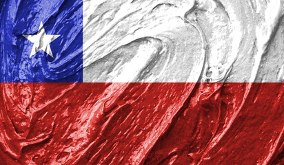 Chile flag on watercolor texture. 3D image