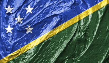 Solomon islands flag on watercolor texture. 3D image
