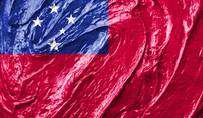 Samoa flag on watercolor texture. 3D image