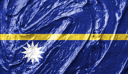 Nauru flag on watercolor texture. 3D image