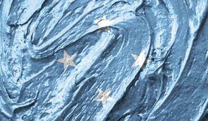 Micronesia flag on watercolor texture. 3D image