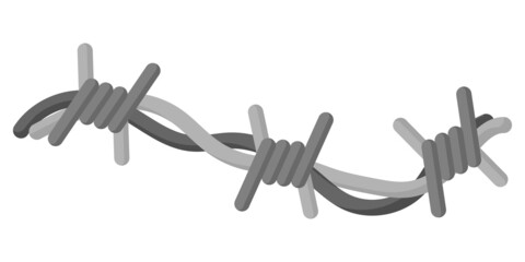 Fototapeta premium Metal barbed wire with sharp barbs for protective barrier, industrial and agricultural fencing.