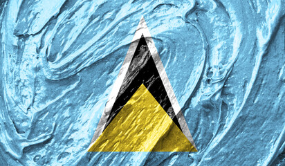 Saint Lucia flag on watercolor texture. 3D image