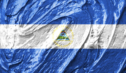 Nicaragua flag on watercolor texture. 3D image