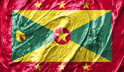 Grenada flag on watercolor texture. 3D image