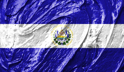 El Salvador flag on watercolor texture. 3D image