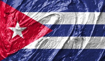 Cuba flag on watercolor texture. 3D image